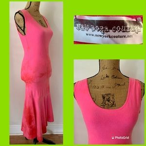 New York Couture Pink Tie Dye Asymmetrical Jersey Dress
